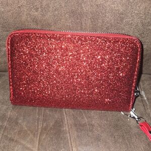 Elegant Red Glitter Wristlet